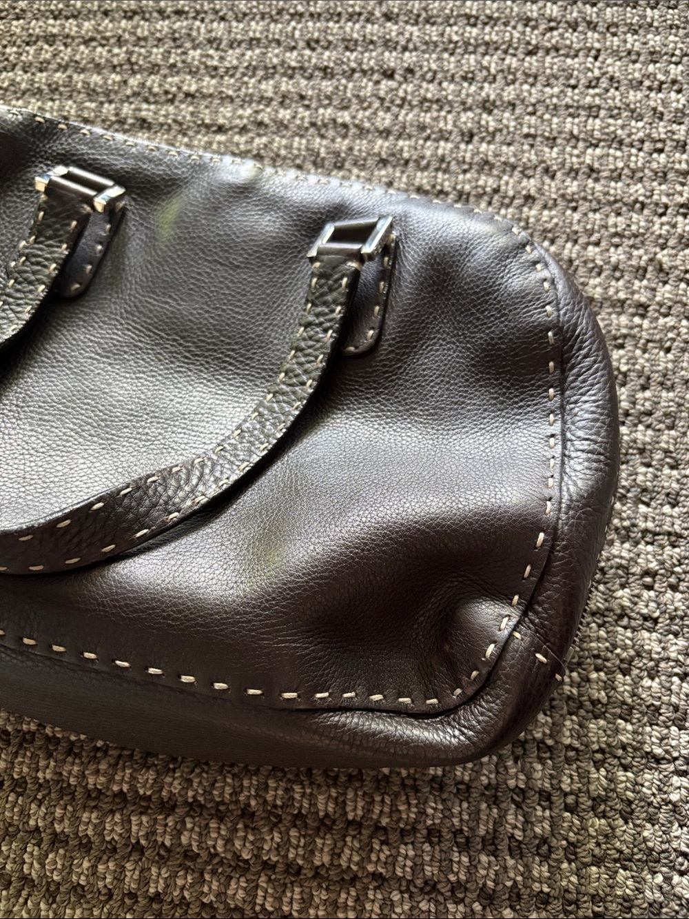 Fendi Dark Brown Brown Leather Top-Handle Purse - Picture 10 of 12